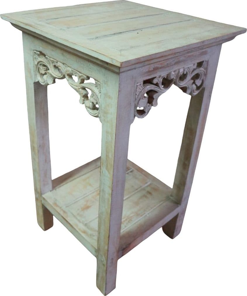 Alzata shabby chic in legno di albesia intagliato a mano – 2 misure disponibili comodino - 8