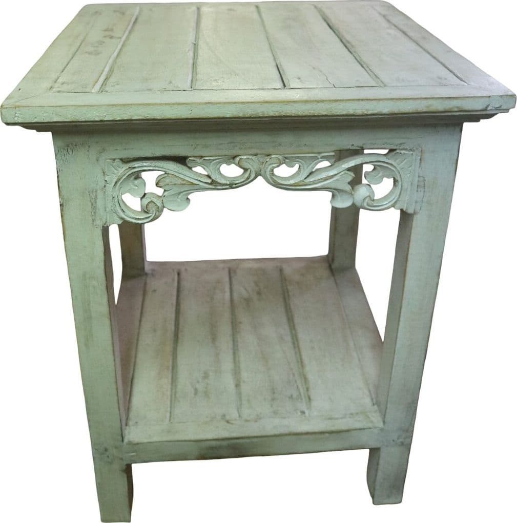 Alzata shabby chic in legno di albesia intagliato a mano – 2 misure disponibili - 3
