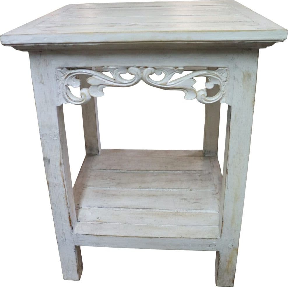 Alzata shabby chic in legno di albesia intagliato a mano – 2 misure disponibili - 4