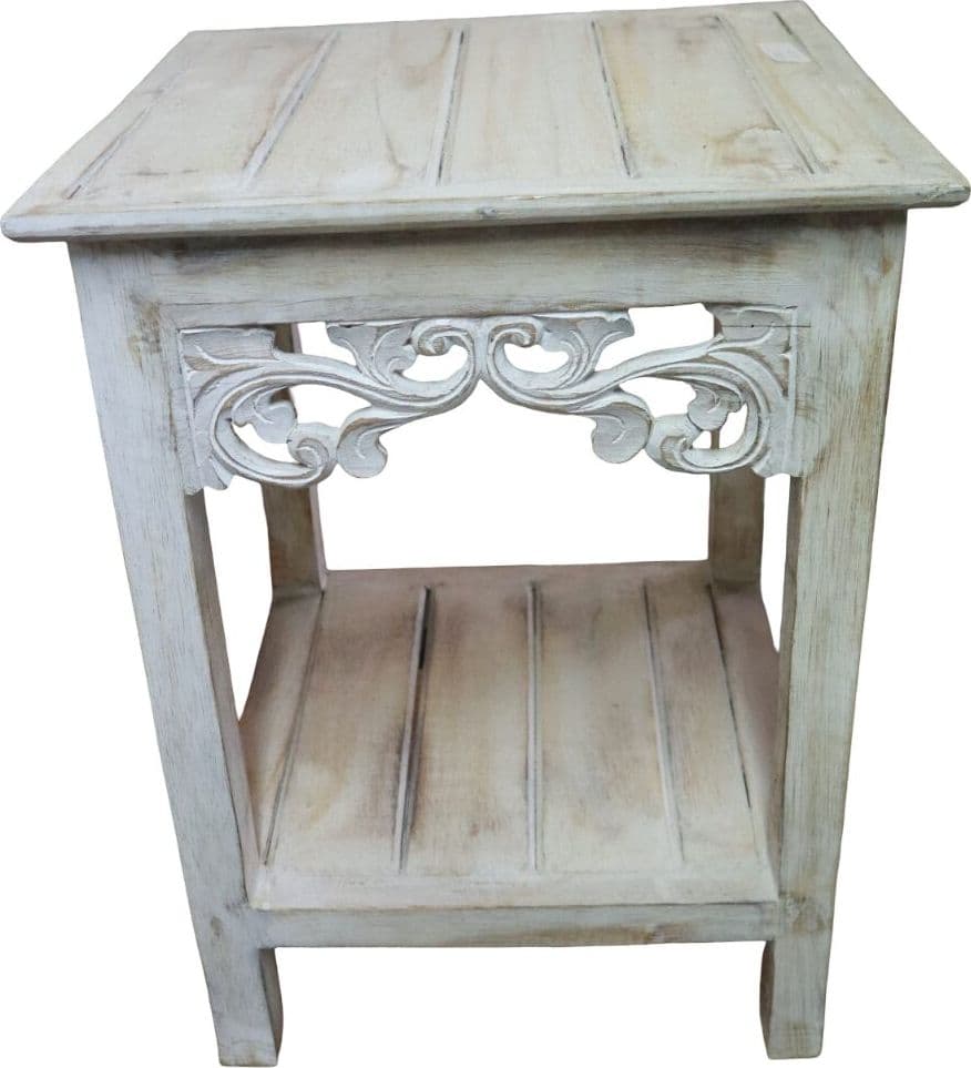 Alzata shabby chic in legno di albesia intagliato a mano – 2 misure disponibili - 5
