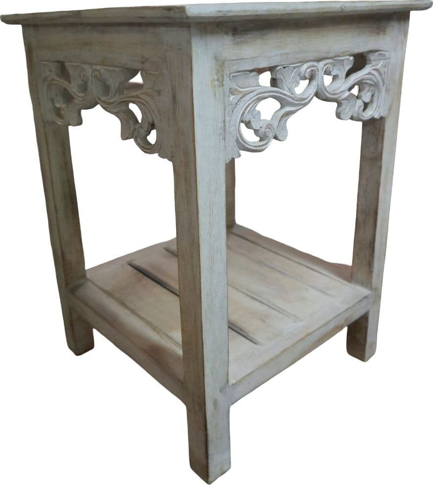Alzata shabby chic in legno di albesia intagliato a mano – 2 misure disponibili - 6