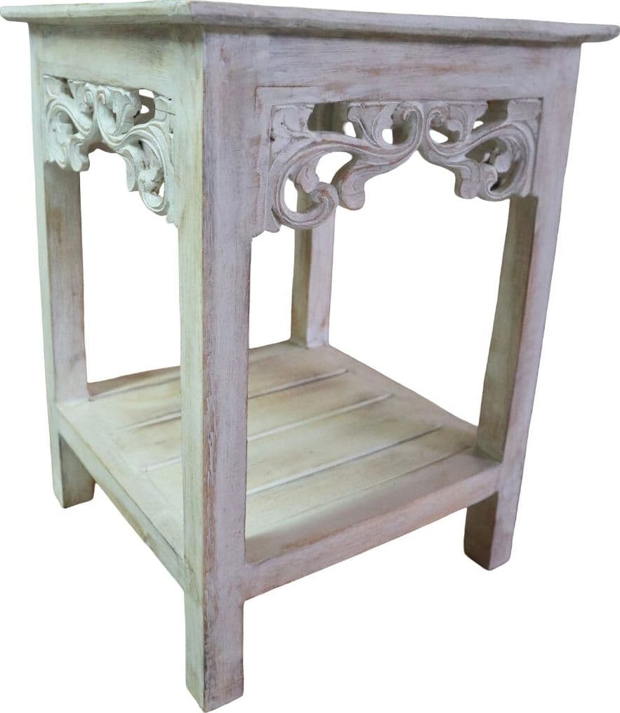 Alzata shabby chic in legno di albesia intagliato a mano – 2 misure disponibili - 7