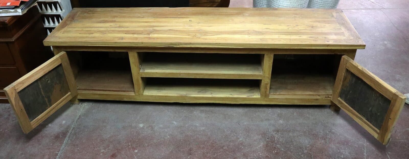 Mobile Porta TV in Teak Massello – 180x45x50 cm – Fatto a Mano in Indonesia - 7