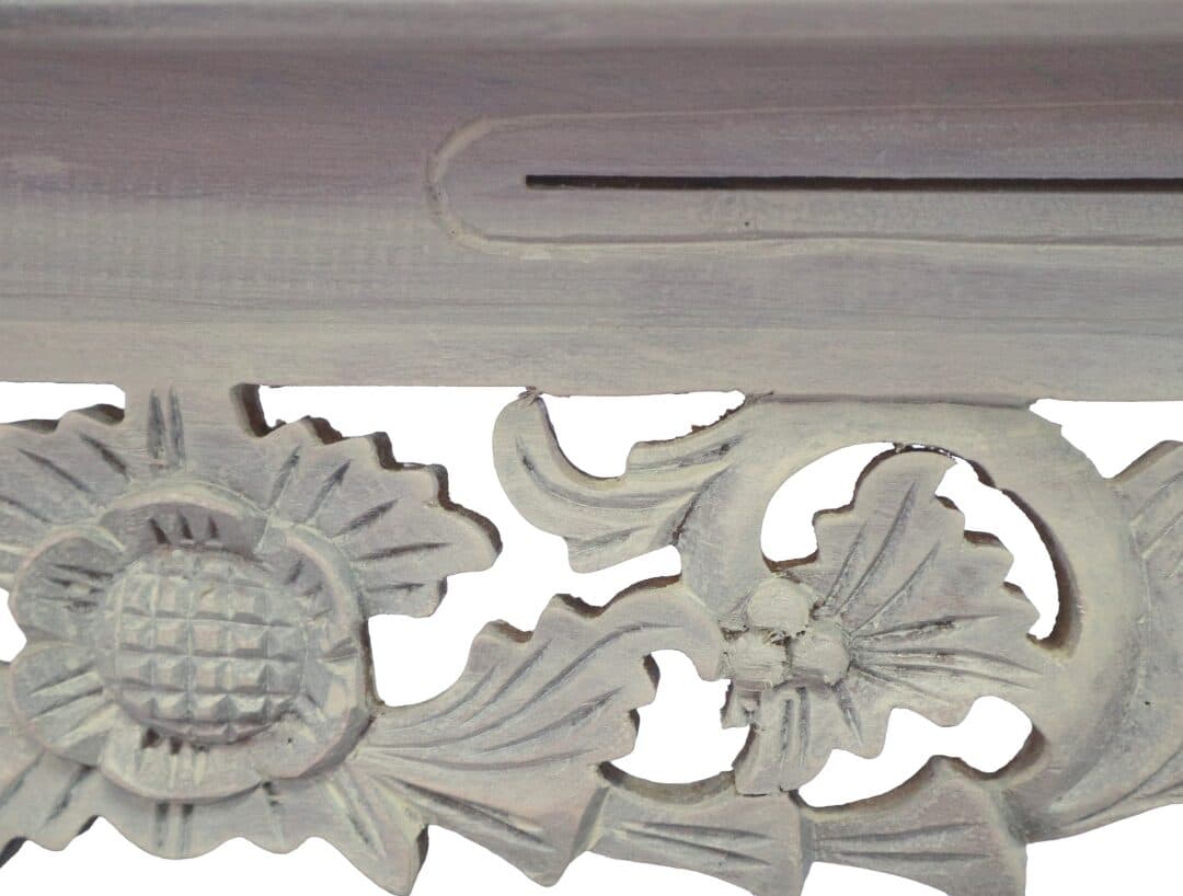 Tavolo Opium Intagliato in Legno di Albesia – Fatto a Mano in Indonesia – 80x60x40 cm - 4
