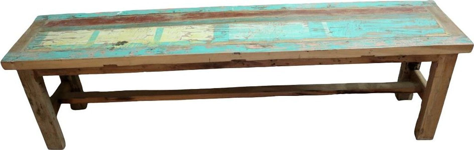 Panca in legno massello riciclato 160x35x46h – Arredo artigianale fatto a mano in Indonesia - 2