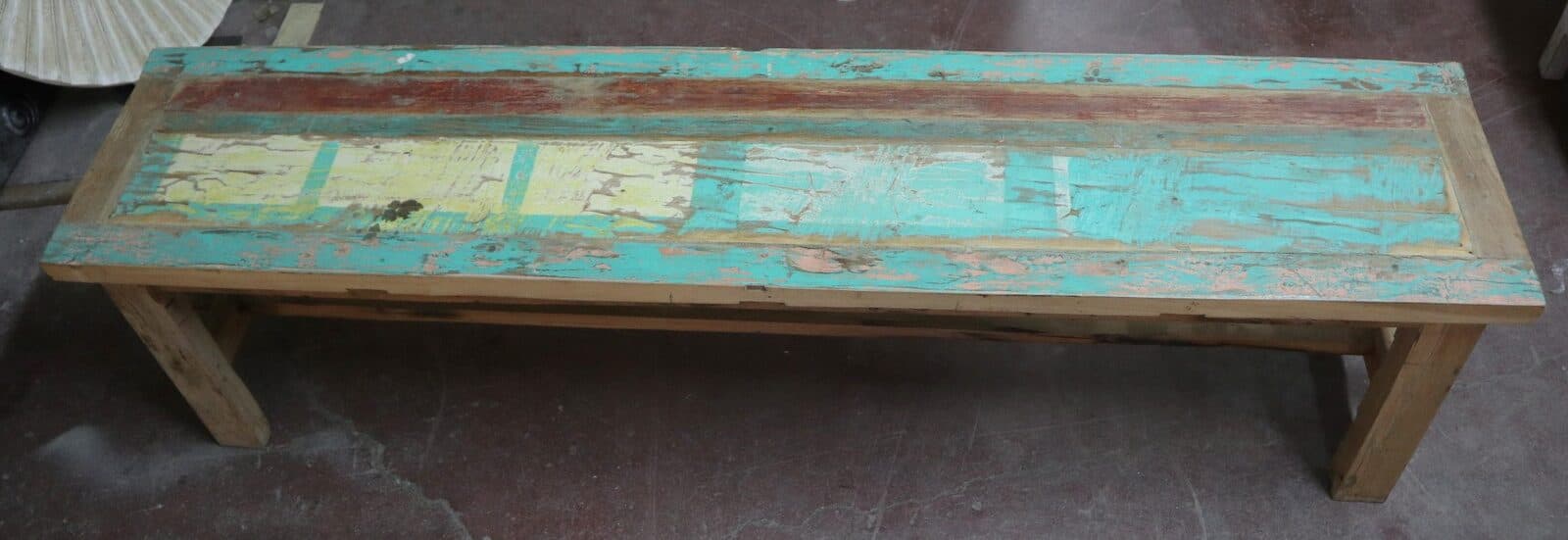 Panca in legno massello riciclato 160x35x46h – Arredo artigianale fatto a mano in Indonesia - 4