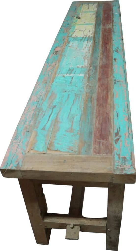 Panca in legno massello riciclato 160x35x46h – Arredo artigianale fatto a mano in Indonesia - 7