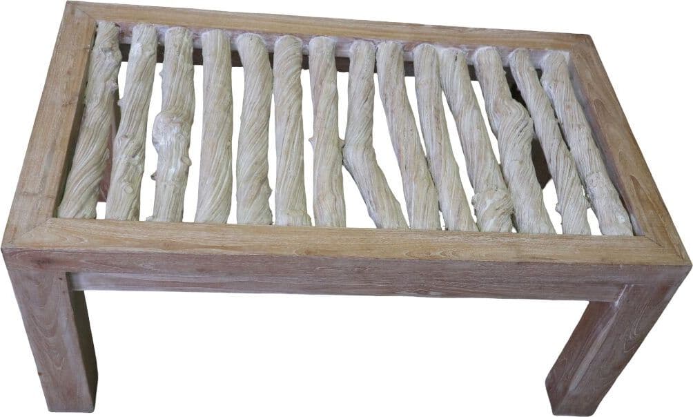 Tavolino da caffè in legno di teak e liane naturali | Fatto a mano in Indonesia | Design moderno e artigianale - 3