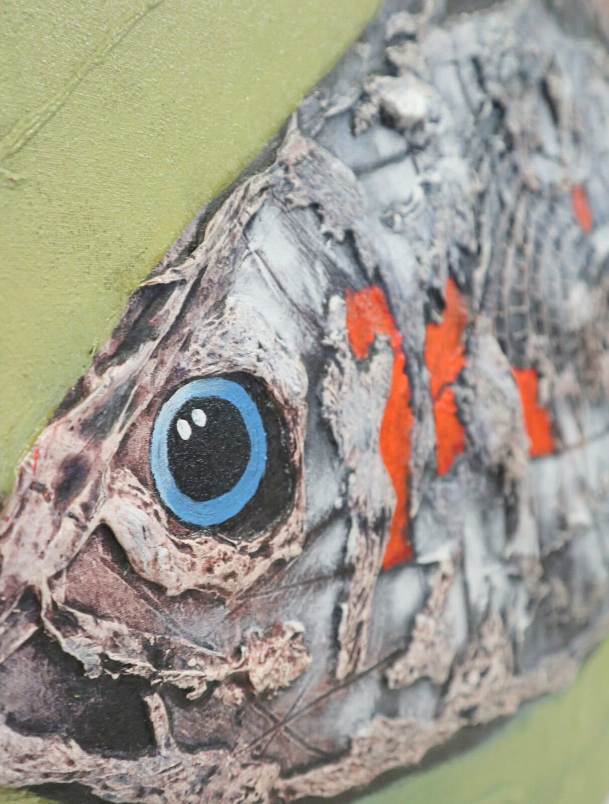 Quadro moderno con pesce astratto – Acrilico su tela 80x60 cm – Dipinto a mano artigianale Indonesia - 5