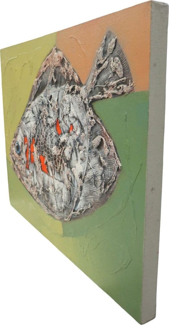 Quadro moderno con pesce astratto – Acrilico su tela 80x60 cm – Dipinto a mano artigianale Indonesia - 7