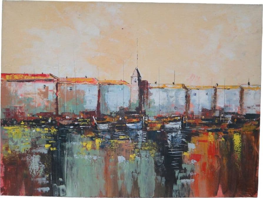 Quadro astratto paesaggio marittimo – Dipinto a mano in acrilico su tela 80x60 cm - 3