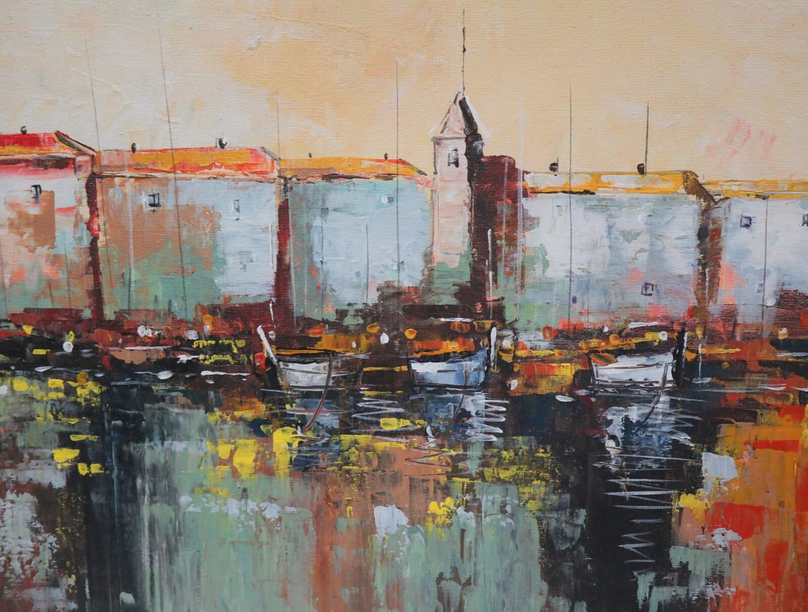 Quadro astratto paesaggio marittimo – Dipinto a mano in acrilico su tela 80x60 cm - 4