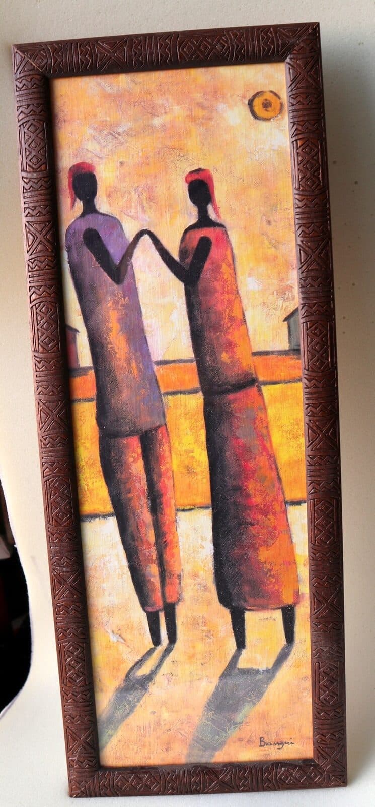 Stampa Etnica Africana 25x65 cm con Cornice in Legno e Vetro - 6