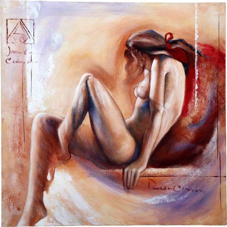 Dipinto Nudo Artistico 100x100 cm Fatto a Mano in Indonesia – Quadro Moderno su Tela di Cotone – Opera Artigianale Unica - 2