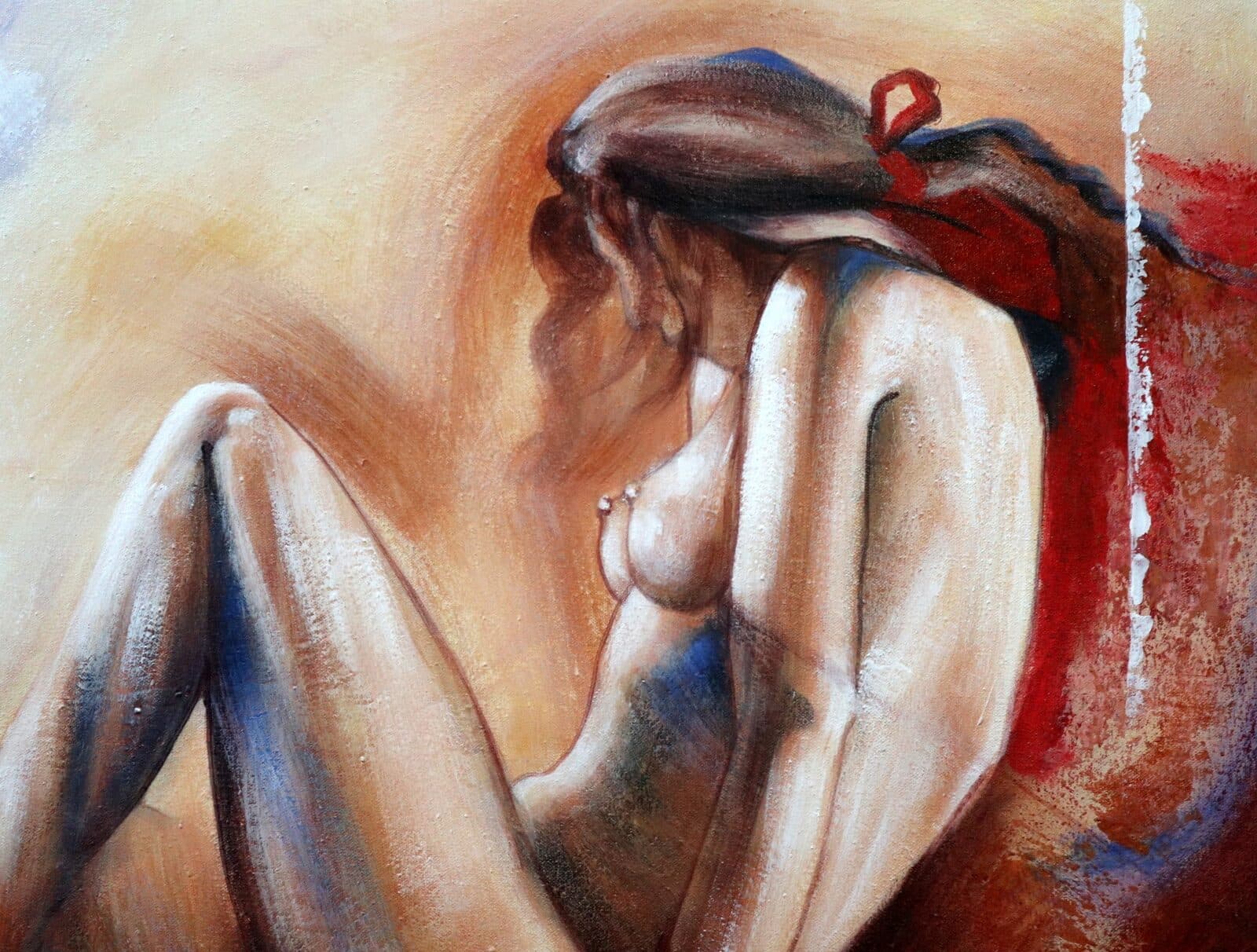 Dipinto Nudo Artistico 100x100 cm Fatto a Mano in Indonesia – Quadro Moderno su Tela di Cotone – Opera Artigianale Unica - 3