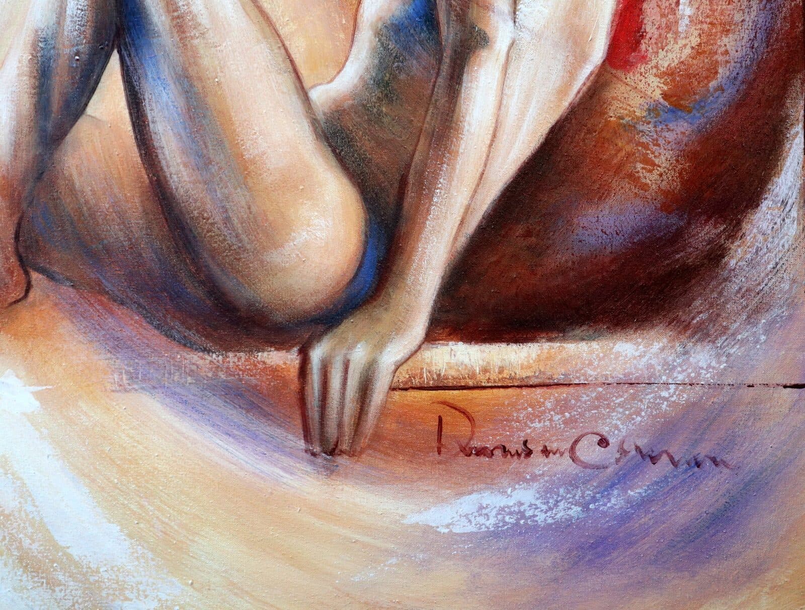 Dipinto Nudo Artistico 100x100 cm Fatto a Mano in Indonesia – Quadro Moderno su Tela di Cotone – Opera Artigianale Unica - 4