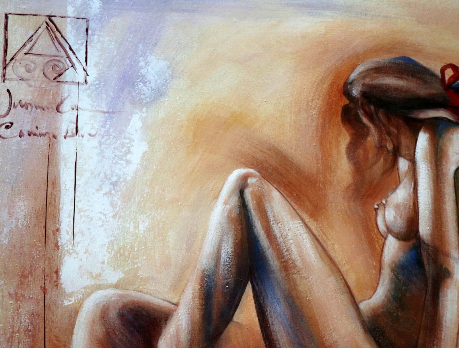 Dipinto Nudo Artistico 100x100 cm Fatto a Mano in Indonesia – Quadro Moderno su Tela di Cotone – Opera Artigianale Unica - 5