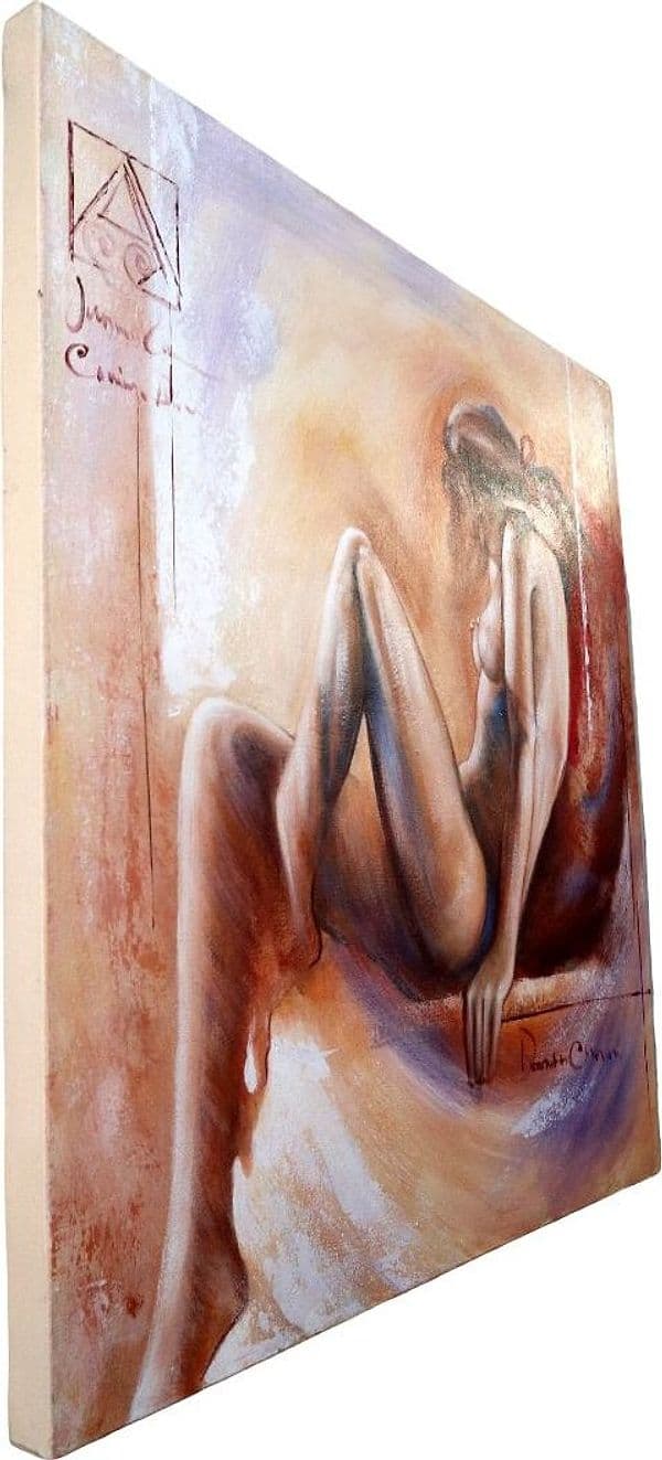 Dipinto Nudo Artistico 100x100 cm Fatto a Mano in Indonesia – Quadro Moderno su Tela di Cotone – Opera Artigianale Unica - 6
