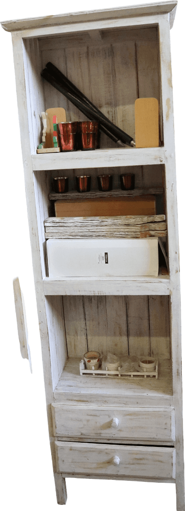Libreria in Legno Albesia Sbiancato – Artigianato Balinese – Stile Moderno Chic 180 cm - 2