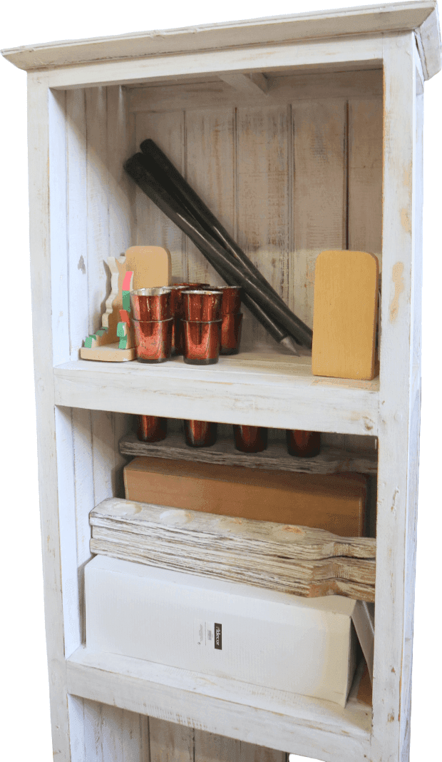 Libreria in Legno Albesia Sbiancato – Artigianato Balinese – Stile Moderno Chic 180 cm - 3