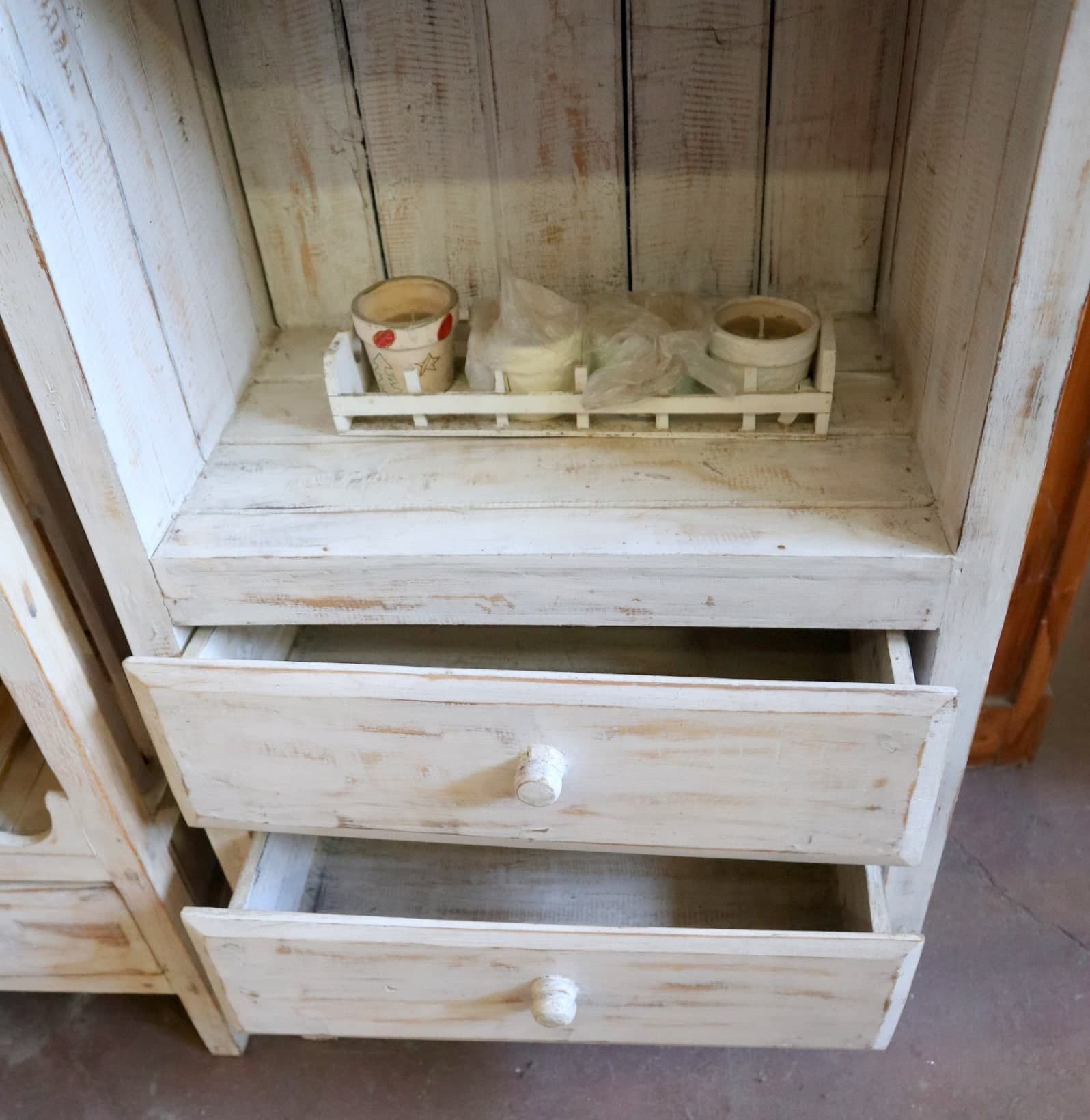Libreria in Legno Albesia Sbiancato – Artigianato Balinese – Stile Moderno Chic 180 cm - 6