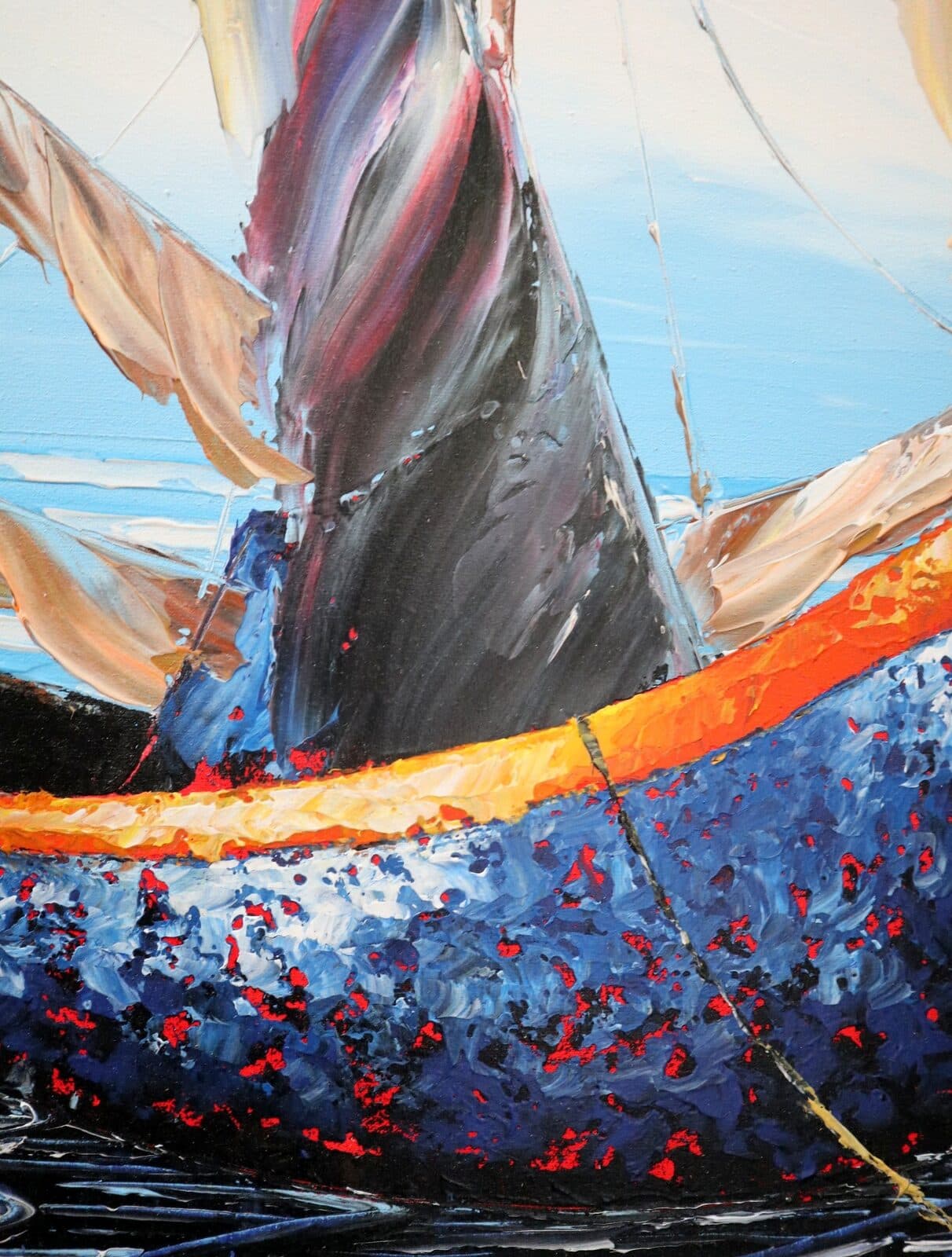 Quadro Barche a Vela 100x120 cm – Dipinto a Mano su Tela in Cotone | Arte Moderna Marina Made in Indonesia - 6
