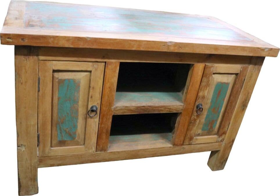 Mobile Rustico in Legno di Recupero Indonesiano 94 cm – Credenza Artigianale Stile Industrial Loft - 2