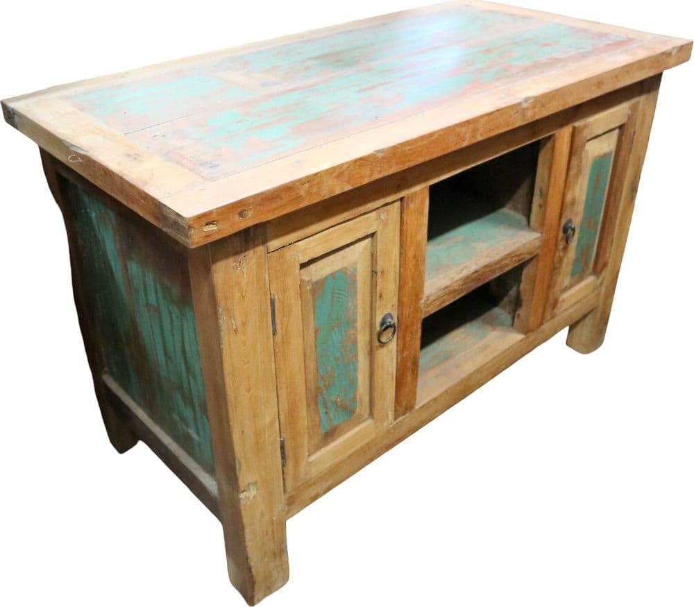 Mobile Rustico in Legno di Recupero Indonesiano 94 cm – Credenza Artigianale Stile Industrial Loft - 3