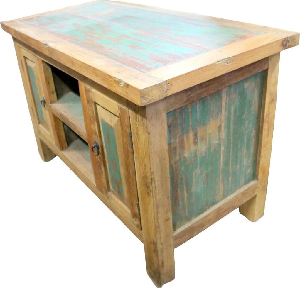 Mobile Rustico in Legno di Recupero Indonesiano 94 cm – Credenza Artigianale Stile Industrial Loft - 4
