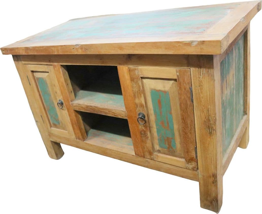Mobile Rustico in Legno di Recupero Indonesiano 94 cm – Credenza Artigianale Stile Industrial Loft - 6