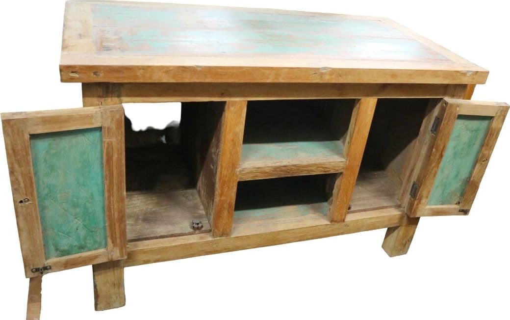 Mobile Rustico in Legno di Recupero Indonesiano 94 cm – Credenza Artigianale Stile Industrial Loft - 8
