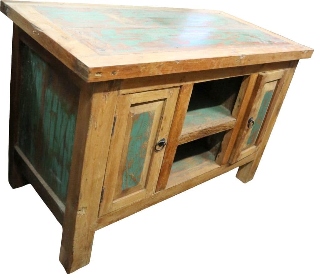 Mobile Rustico in Legno di Recupero Indonesiano 94 cm – Credenza Artigianale Stile Industrial Loft - 9