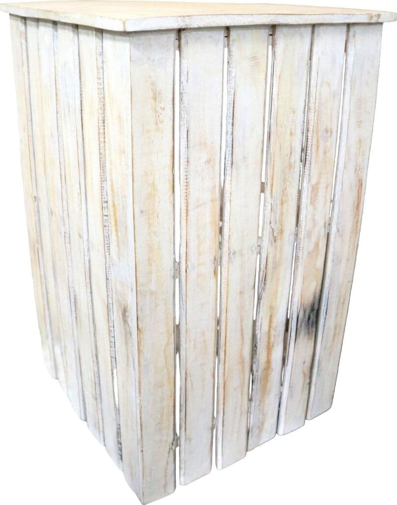 Angoliera Country in Legno di Albesia – Mobiletto Angolare Artigianale Bianco Decapato | 70 cm | Fatto a Mano in Indonesia - 5