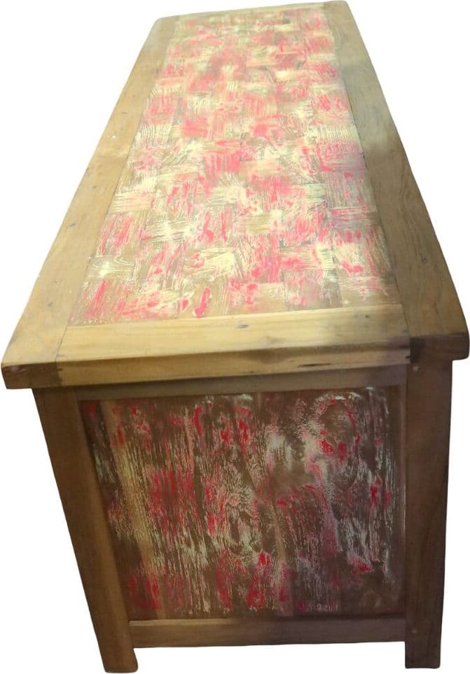 Mobile Porta TV Vintage in Legno di Recupero Indonesiano 150 cm – Credenza Artigianale Stile Industrial Nautico - 8