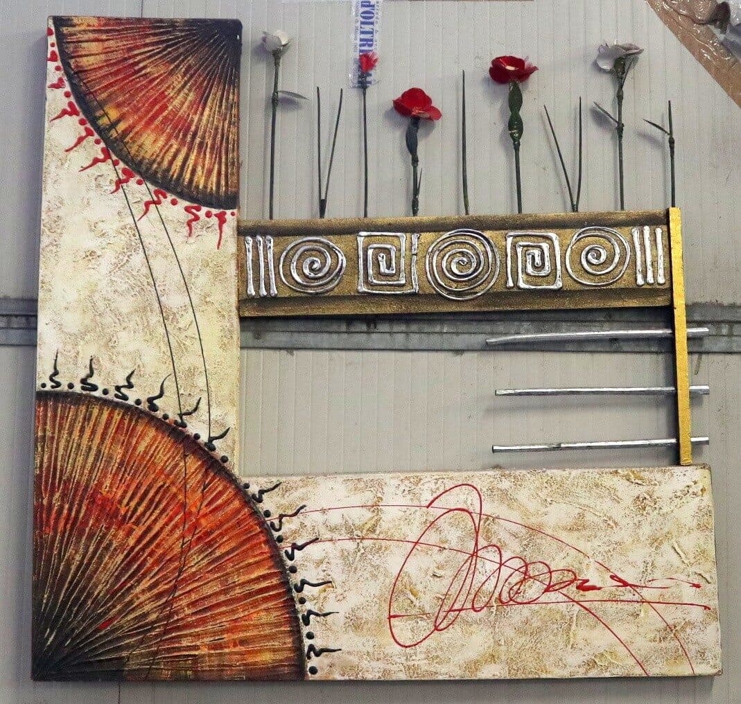 Quadro Moderno Artistico 100x100 cm – Arte Materica con Fiori e Struttura 3D | Opera Artigianale - 2