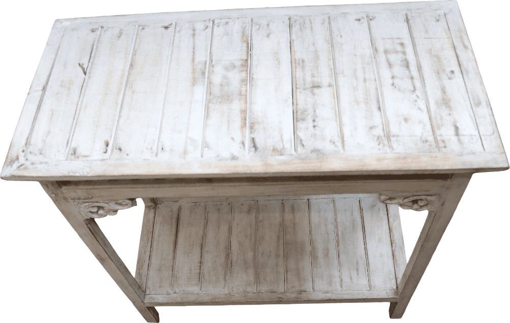 Consolle Artigianale Balinese in Legno di Albesia SBIANCATO – Mobile Etnico Chic 80x40x80 cm - 4