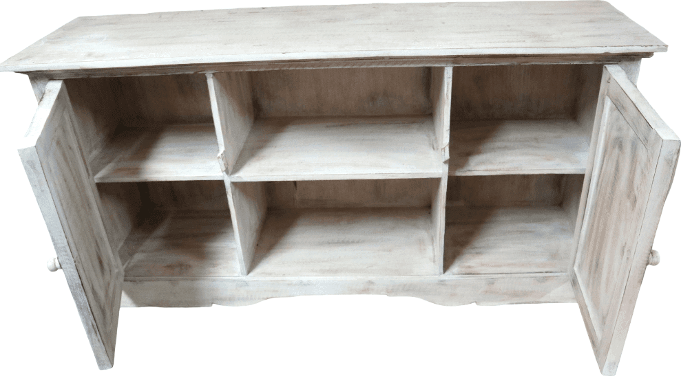 Mobile Porta TV in Legno di Albesia Sbiancato Artigianale Bali 120 cm – Stile Naturale Boho Chic - 7