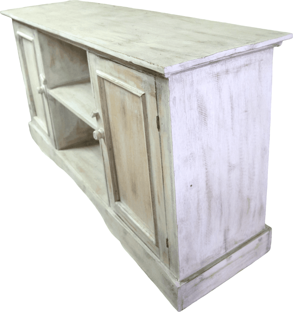 Mobile Porta TV in Legno di Albesia Sbiancato Artigianale Bali 120 cm – Stile Naturale Boho Chic - 9