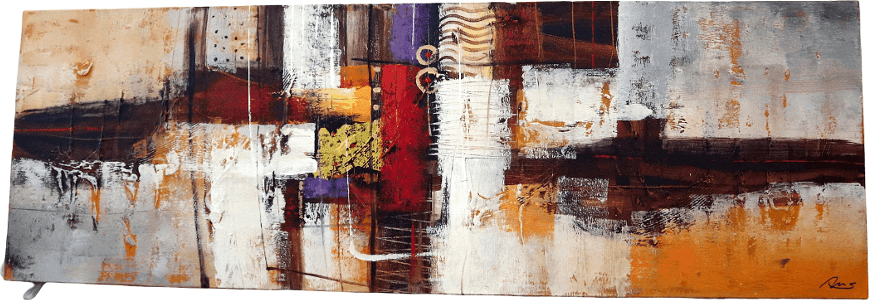 Quadro Astratto Moderno XXL Dipinto a Mano 160x80 cm – Arte Contemporanea dai Toni Caldi per Salotto e Camera da Letto - 3