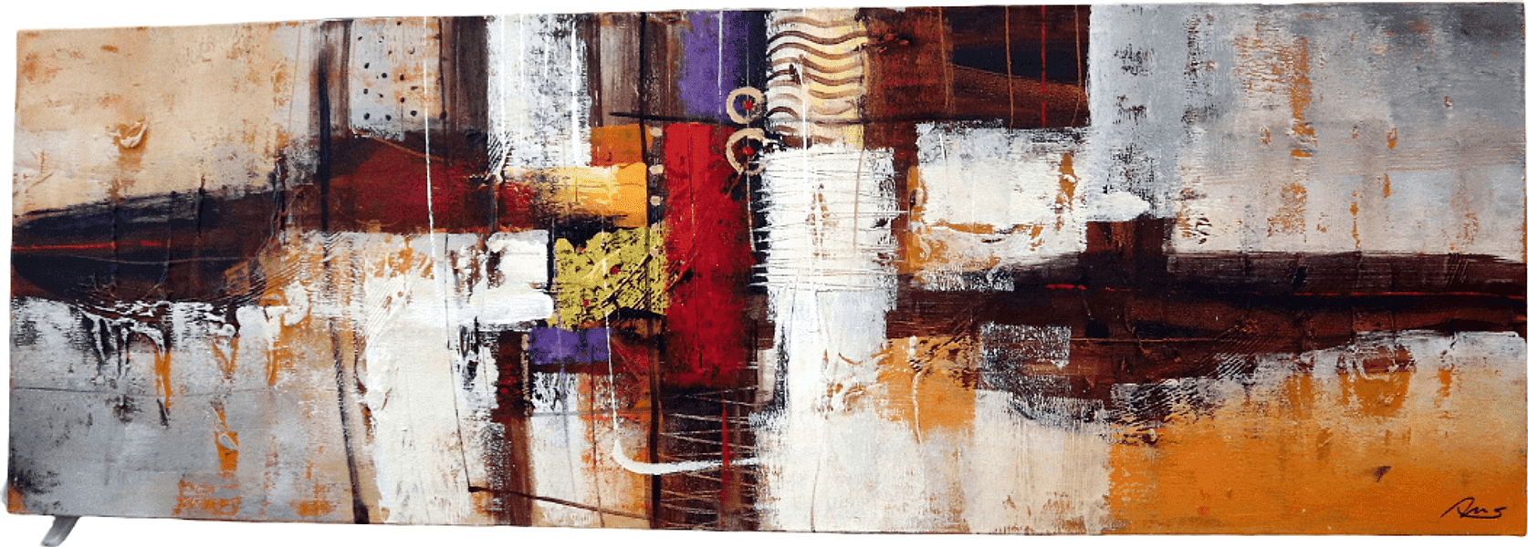 Quadro Astratto Moderno XXL Dipinto a Mano 160x80 cm – Arte Contemporanea dai Toni Caldi per Salotto e Camera da Letto - 4