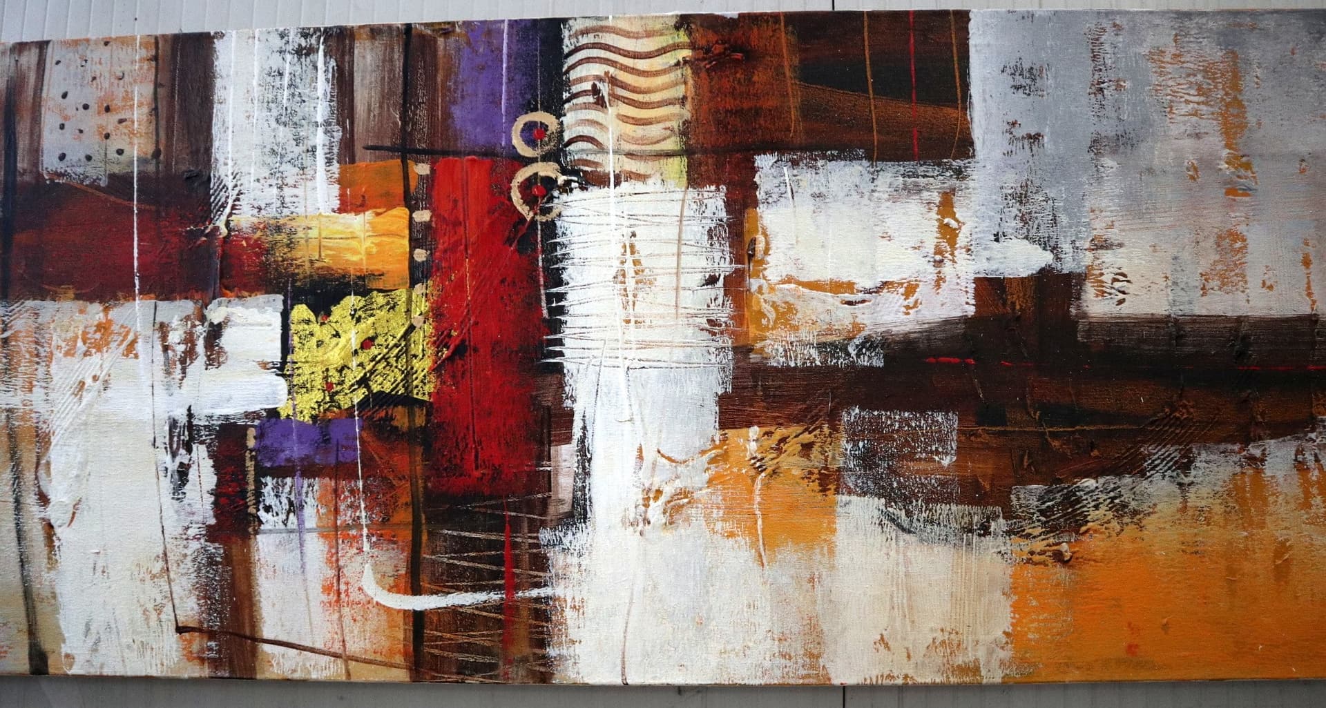 Quadro Astratto Moderno XXL Dipinto a Mano 160x80 cm – Arte Contemporanea dai Toni Caldi per Salotto e Camera da Letto - 5