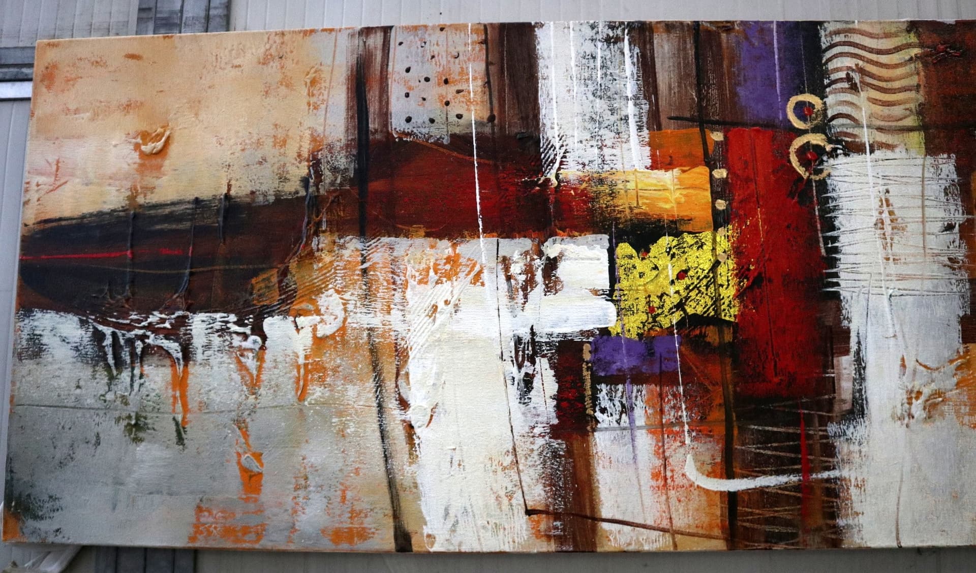 Quadro Astratto Moderno XXL Dipinto a Mano 160x80 cm – Arte Contemporanea dai Toni Caldi per Salotto e Camera da Letto - 7