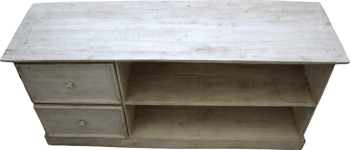 Mobile Porta TV Artigianale Bali in Legno di Albesia Sbiancato – 130x40x60h cm | Stile Boho Chic Moderno - 4