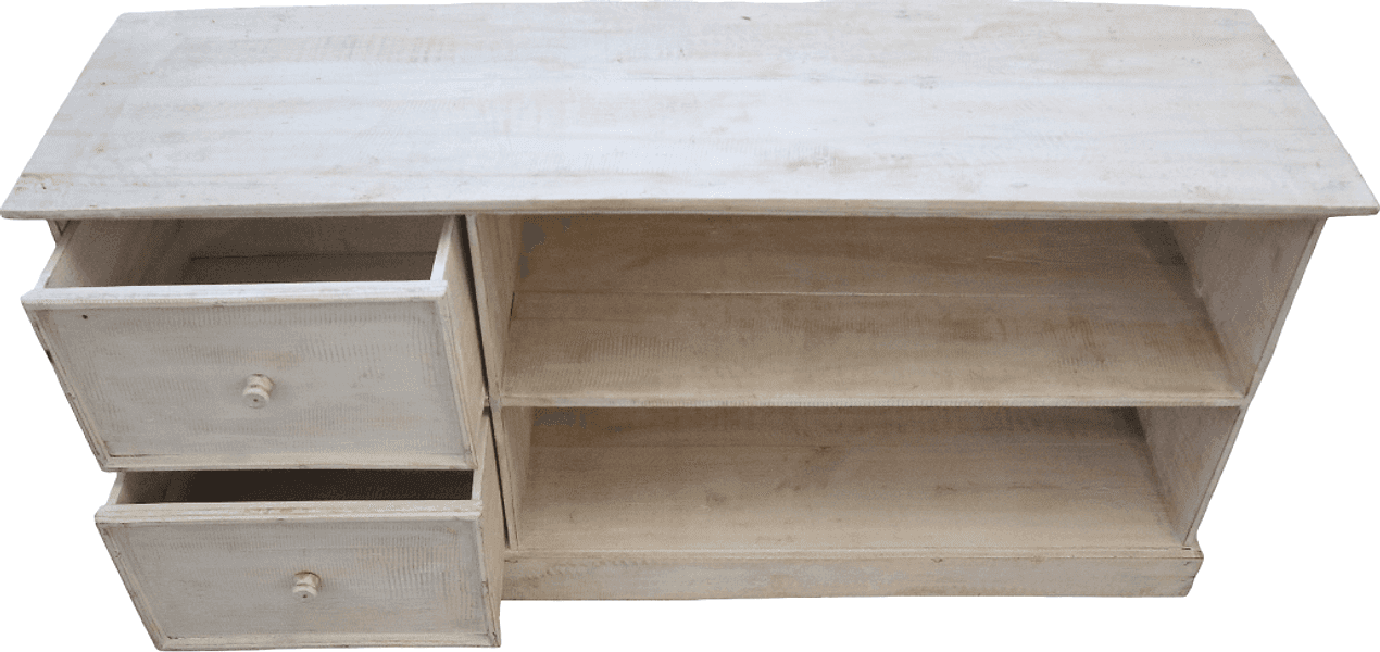 Mobile Porta TV Artigianale Bali in Legno di Albesia Sbiancato – 130x40x60h cm | Stile Boho Chic Moderno - 5