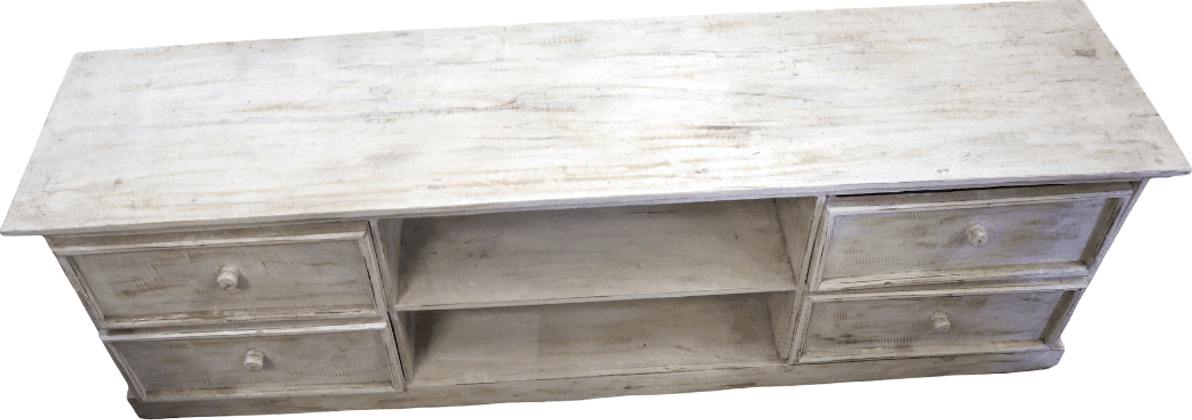 Mobile Porta TV Artigianale in Legno di Albesia SBIANCATO 160 cm – Realizzato a Mano a Bali - 5