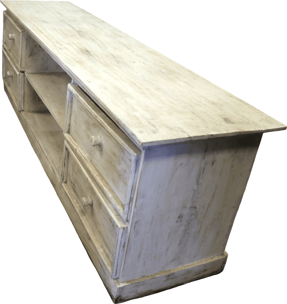 Mobile Porta TV Artigianale in Legno di Albesia SBIANCATO 160 cm – Realizzato a Mano a Bali - 6