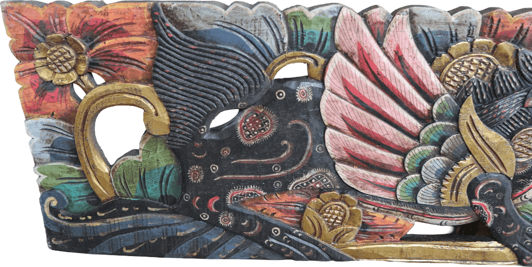 Grande Pannello Indonesiano Intagliato e Dipinto a Mano – Arte Tradizionale Balinese in Legno Massello 200 cm - 5