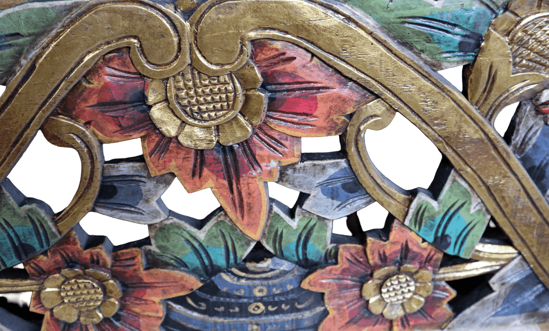 Grande Pannello Indonesiano Intagliato e Dipinto a Mano – Arte Tradizionale Balinese in Legno Massello 200 cm - 7