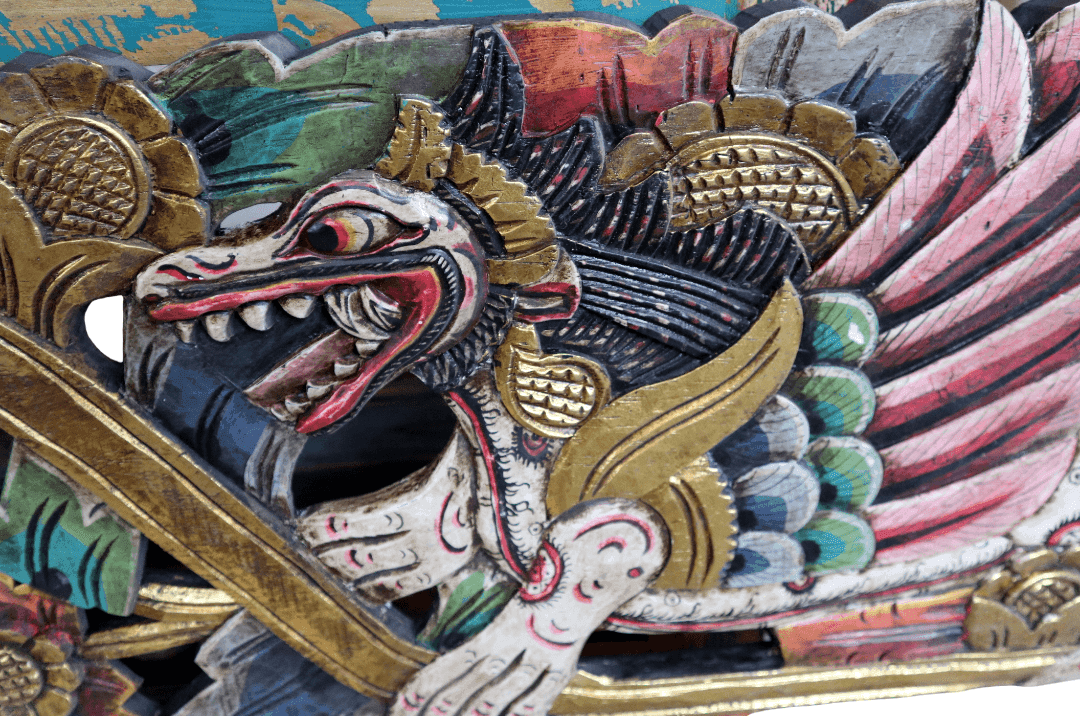 Grande Pannello Indonesiano Intagliato e Dipinto a Mano – Arte Tradizionale Balinese in Legno Massello 200 cm - 8