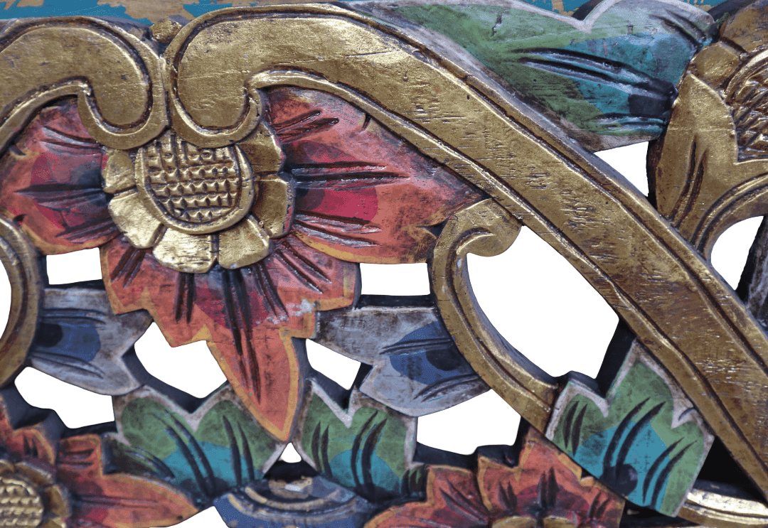 Grande Pannello Indonesiano Intagliato e Dipinto a Mano – Arte Tradizionale Balinese in Legno Massello 200 cm - 9